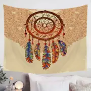 Beige Native American Dream Catcher Tapestry