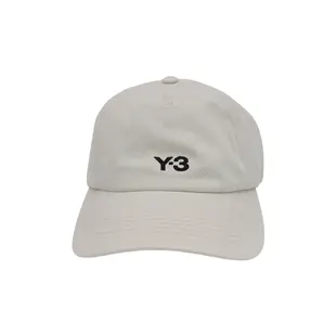 Y-3 品牌刺繡黑logo棉布棒球帽(白)