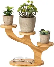 3 Tier Bamboo Plant Stand,Tabletop Plant Stand,Unique Succulent Stand,Tree Branch Shaped Planter Tray,Home Decoration Rack,for Windowsill, Table Top