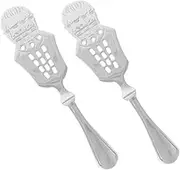 ASAKKURA 2pcs Stainless Steel Absinthe Strainer Spoon Filter Spoon for Cocktail Salad Serving Sugar Cube Dripping Portable Metal Wormwood