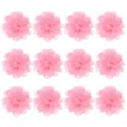 12-Pack Chiffon Flowers 2.76 x 2.76" Fabric Flowers for Craft [Medium Pink]
