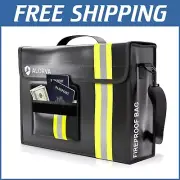 Emergency-Ready Fireproof Document Bag - Reflective & Lockable, 17x12x5