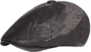 [Lifup] Men Women Newsboy Flat Cap PU Leather Gatsby Ivy Beret Cap, Black 4, One Size