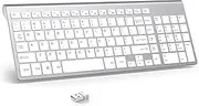 Wireless Keyboard J JOYACCESS 2.4G Slim and Compact Wireless Keyboard with Numeric Keypad for Laptop, Mac air, Apple, Computer, PC-White+Silver