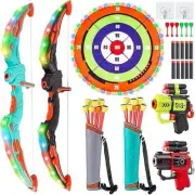 2-Pack Kids Bow and Arrow Set – LED Light-Up Archery Toy with Target & Guns