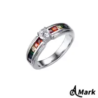在飛比找momo購物網優惠-【A MARK】鈦鋼戒指 鋯石戒指 七彩戒指/七彩鋯石閃耀鋯