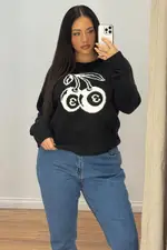 Black Cherry Knit Top Long Sleeve