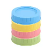 Colored Plastic Mason Jar Lids for Regular Mouth Mason Canning Jar Cups 4 Pack