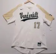 NIKE Vanderbilt Commodores Baseball Jersey #17 Mens White Short Sleeve Size L
