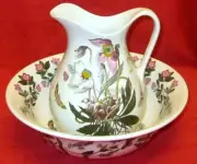 PORTMEIRION BOTANIC GARDEN LG EWER PITCHER & BASIN BOWL CHRISTMAS ROSE NEW W TAG