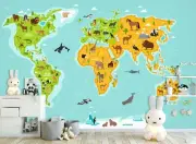 3D Horse Antelope A34 World Map Wallpaper Wall Mural Removable Self-adhesive Amy