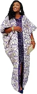 [HD] Womens African Lace Kaftan Dress Embroidery Rihestone Evening Party Gown Plus Size Many Color Options