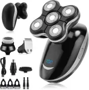 Men's Bald Head Shaver AU, 5-in-1 Rechargeable Groomer with 7D Self-Adjusting Bl