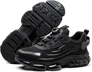 [Fuccica] Steel Toe Shoes for Men Women Lightweight, Steel Toe Sneakers for Men Women Work Wide, Safety Air Cushioned Shoes