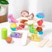 Cartoon Dinosaur Stacking Toy For Toddler Wooden Balance Block Board Game Toy