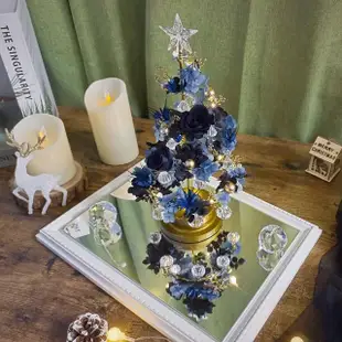 【KIRA與花花藝】水晶LED燈永生花聖誕樹/星空黑/桌上聖誕樹(永生花裝飾/聖誕禮物/聖誕節/聖誕樹)