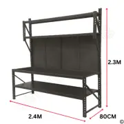 Heavy Duty 400kg Work Bench Workshop Storage Table Shelf Rack Pegboard & Hooks