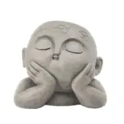 28cm Monk Head Planter Home Garden Statue Display Sculpture Decor
