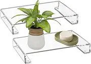 Bathroom Acrylic Pedestal, 2X Clear Acrylic Riser Stand, Space-Saving Condiment Rack, Soap Shower Gel Perfume Tray for Study Room, Bedroom, 24.5x13.5x4 cm