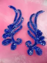 0182 Sequin Beaded Appliques Denim Mirror Pair Dance Patch 6"