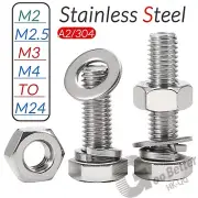 Hex Head Set Screws M2 - M24 Fully Threaded Bolts Nuts Washers Stainless Steel