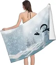 JBYJBX Christmas Happy Snowman Print Beach Towel Quick Dry Sandproof Microfiber Beach Bath Towel for Travel Pool Camping