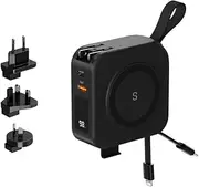 SnapWireless PowerPack Universal - 5 in 1 MagSafe Compatible Travel Charger | Universal Travel Adapter | Travel Power Bank | Included Adapter Plug (Midnight Black)