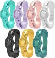 Zollen Silicone Wedding Rings for Women 4/7 Packs - Stackable Silicone Rubber Wedding Bands - Innovative Heart Shaped Diamond and Wings Collections