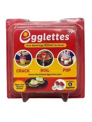 Egglettes hard-boiled egg without shell set of 4 crack boil pop red white READ N