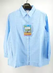 Coolibar Coolmax Shirt Women Large Button Up Long Sleeve Blue New Check