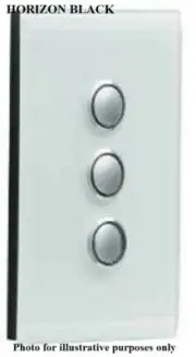 Clipsal SATURN GRID & PLATE ASSEMBLY 3-Gang Switch/Push Button HORIZON BLACK