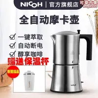 在飛比找Yahoo!奇摩拍賣優惠-NICOH電動摩卡壺 自動斷電帶家用咖啡壺濃縮3杯6杯 送保