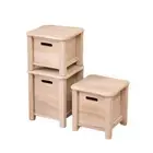 Wooden Step Stool with Drawer Bench Ottoman for Living Room Entryway Bedroom