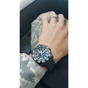 LUMINOX 雷明時海豹部隊碳纖維輕量鍊帶腕錶-黑x白時標/44mm 3052