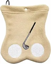 Golf Ball Bag Plush Funny Golf Ball Sack Dual-Sided Embroidered Golf Ball Holder with Carabiner and Tee Holder Snap Button Golf Ball Pouch for 8 Balls and 12 Tees Golf Ball Holder