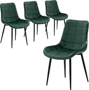 Familand Velvet Dining Chairs Set of 4,Upholstered Kitchen Dining Room Chair,Vanity Chair with Thick Cushions,Comfortable Dinner Chairs with Metal Legs,Home Furniture for Dining Room,Living Room,Green