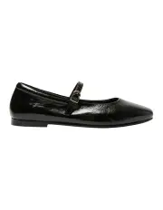 [Easy Steps] Athena Flat Shoes in Black Crinkle Patent Leather