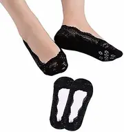 [Cafurty] 5 Pairs Lace No Show Socks Women No Show Liner Socks Low Cut Casual Socks Non Slip