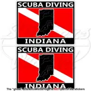 INDIANA SCUBA DIVING Flag-Map Shape USA Rectangular Stickers, Decals 75mm x2