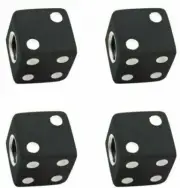 United Pacific 4 Pack Black Dice Tire Stem Valve Caps Musclecar Hotrod Custom