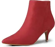 [Allegra K] Women's Pointed Toe Zip Stiletto Kitten Heel Ankle Booties