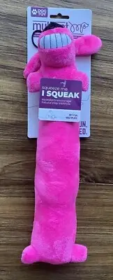 Multipet Pet Loofa Dog Toy 12" Squeaker Pink Color Squeaker Long Doggy Medium