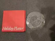 Crate And Barrel Glass Holiday Platter Christmas 13 Inch Original Box