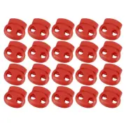 40Pcs 5mm Plastic Cord Locks Double Hole Spring Toggle Stopper, Red