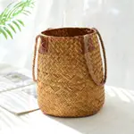 PASTORAL RATTAN WOVEN FLOWER BASKET HAND WOVEN STRAW WOVEN F