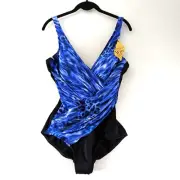 Miraclesuit Swimsuit Womens One Piece No Wire Bra Slimming Ruching Sz 14 NEW NWT