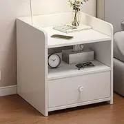 [Hbluefat] Nightstand with Drawer Storage, Small Modern Wood Bed Side Table, Sofa Couch End Table for Home Office,Bedroom, Living Room (White)
