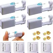 [SLVIEKAE] Ear Piercing Kit Disposable Ear Piercing Kit with Multi-sized CZ Earring Studs Easy and Self Ear Piercing Kit for Your Own Use at Home (4mm Golden stars)