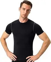 [TOPTIE] Men's Compression Base Layer, Short Sleeve Sports Top, Athletic Workout Shirt