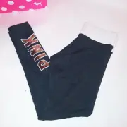 Victoria Secret PINK Leggings Small Gray White Gold Sequin Bling Logo Pants New